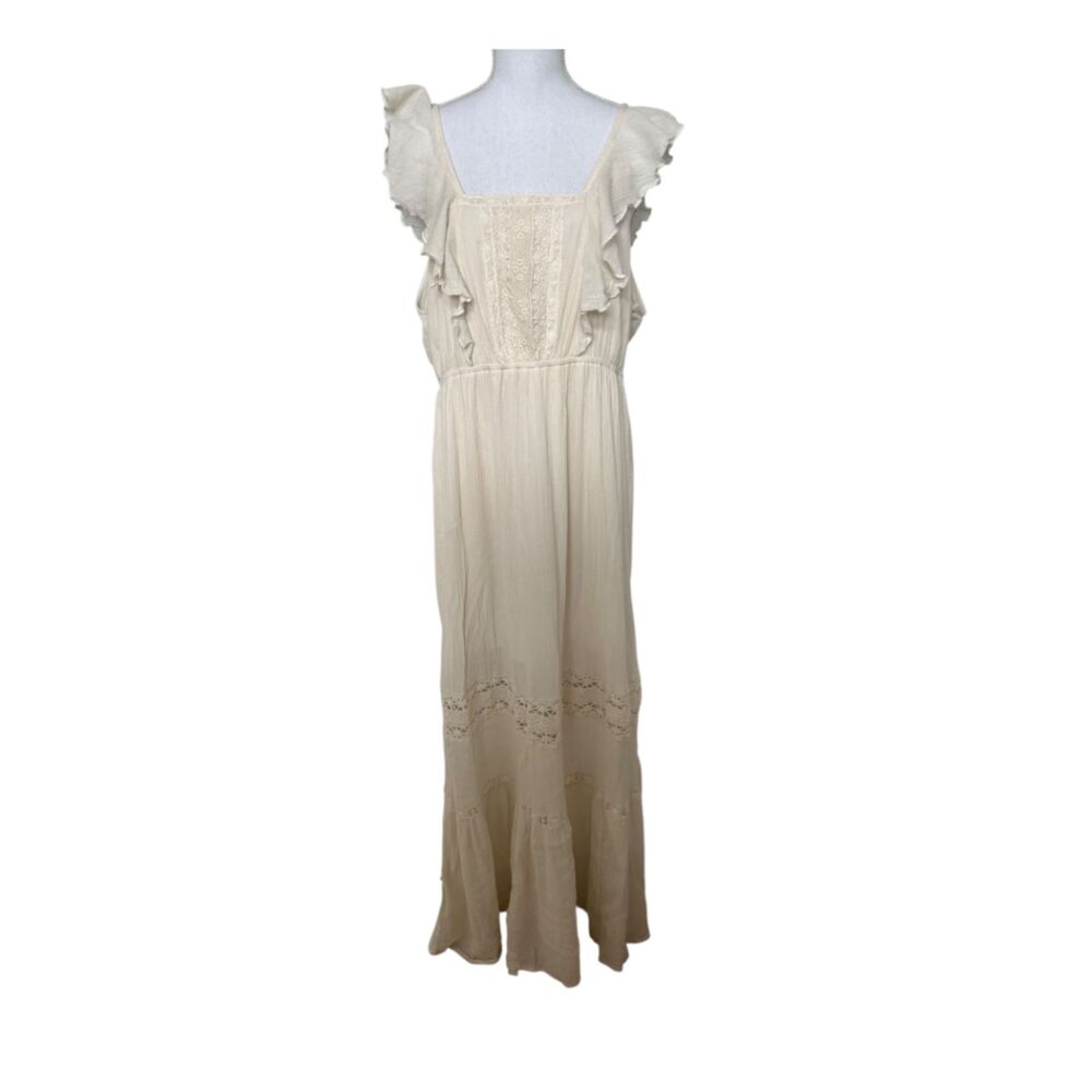 Mossimo Cream Lace Ruffle Boho Cottagecore Maxi Dress